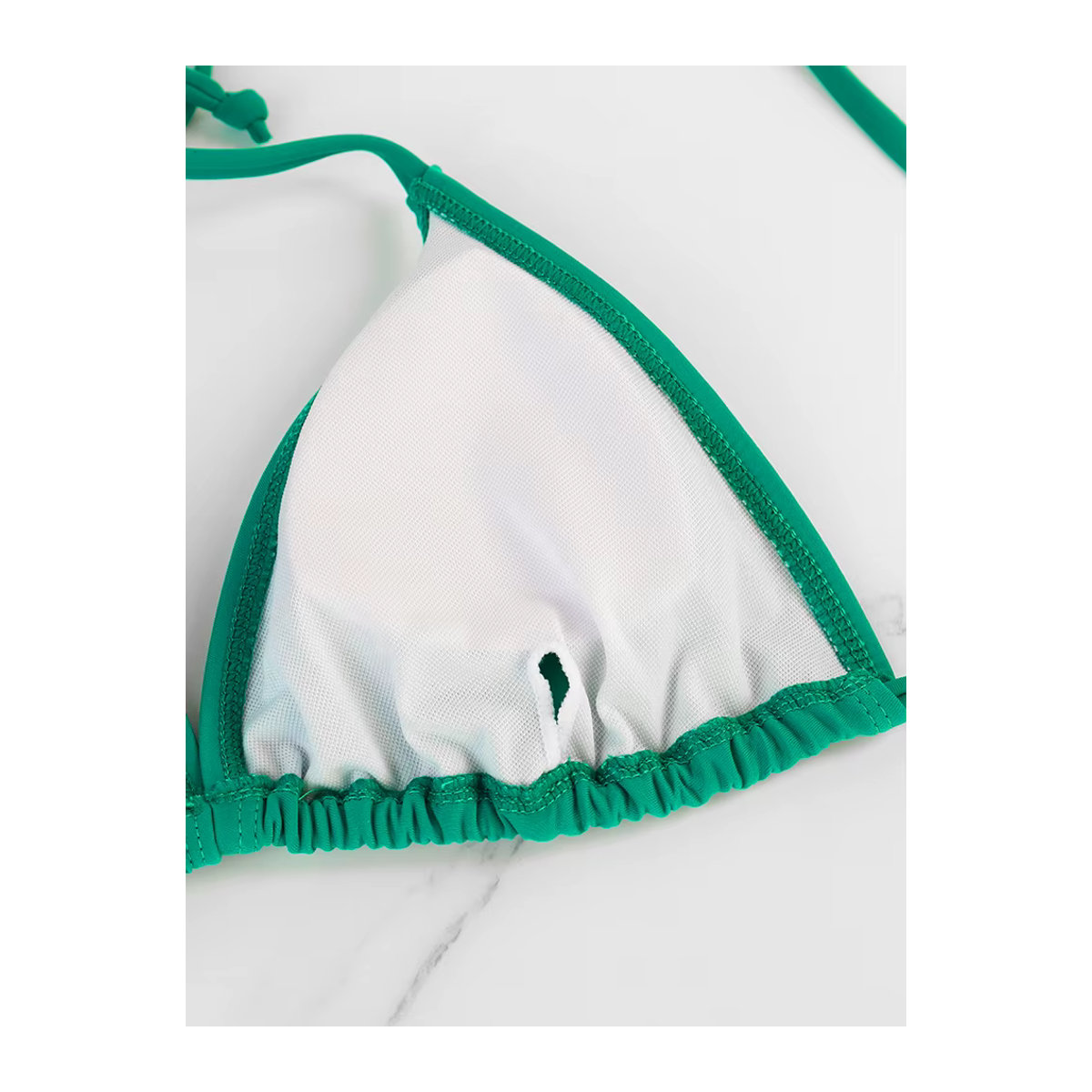 Zweiteiliges Damen-Bikini-Set im Tanga-Stil mit dreieckigem Oberteil und verstellbaren Schnürriemen für deinen Sommer am Strand - Bild 4