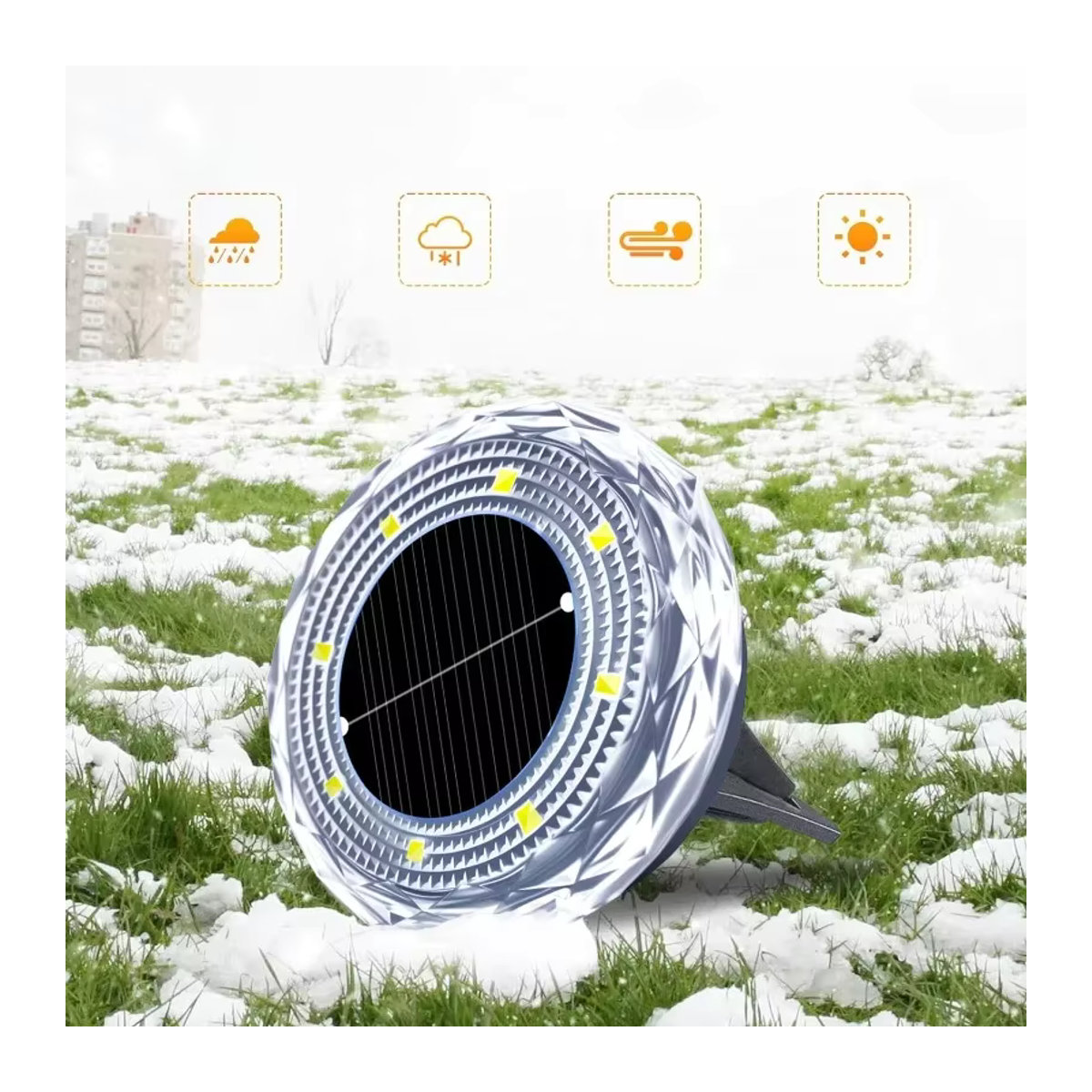 ZWINCKY Solarleuchte für den Außenbereich mit 8 LEDs als minimalistische Scheiben-Untergrundlampe in Schwarz/Weiß - Bild 4