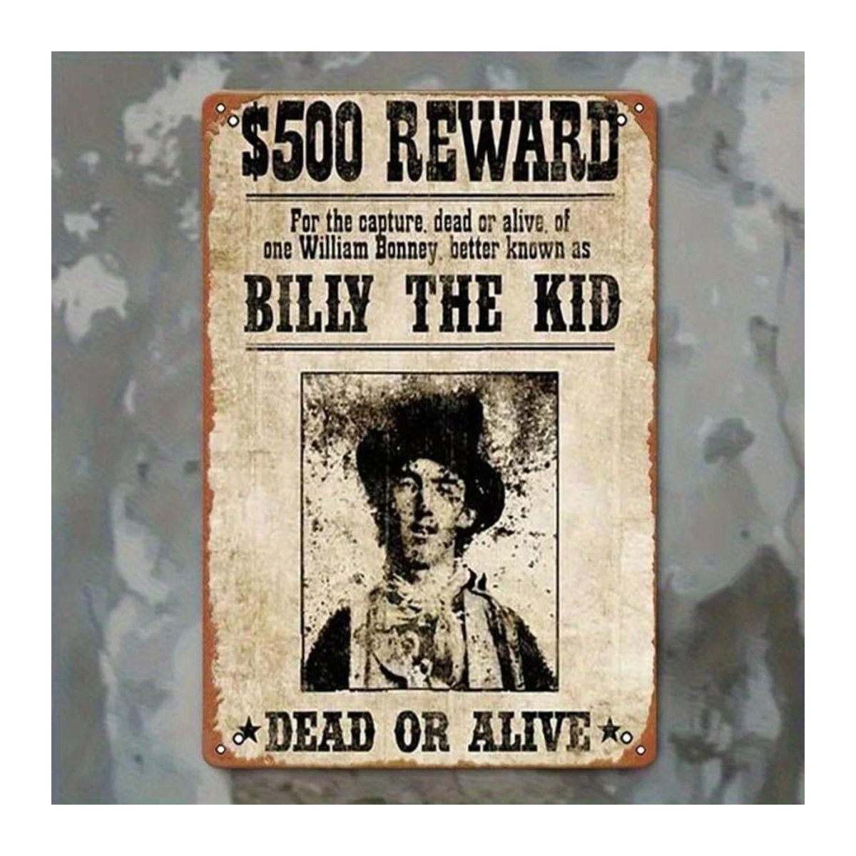 ZX ART Metallblechschild Billy The Kid Wanted Poster Design in Beige, Rustikale Western Wanddekoration, B: 30 cm, H: 20 cm - Bild 1