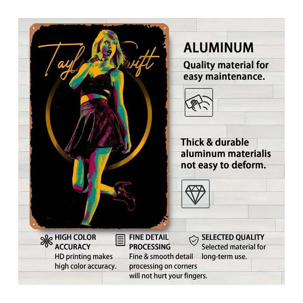 ZX ART Taylor Swift Metallschild Vintage Poster Porträt Wanddeko Schwarz B: 30 cm, H: 20 cm - Bild 1