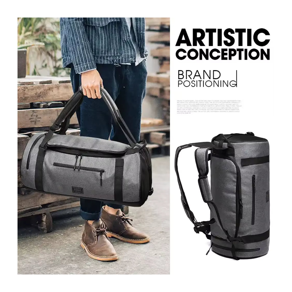 ZXOXZM Sporttasche als großer Rucksack mit Schuh- und Nassfach in Grau, Modernes Design für Workout und Reisen - Bild 3