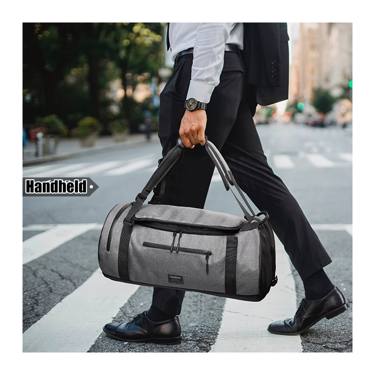 ZXOXZM Sporttasche als großer Rucksack mit Schuh- und Nassfach in Grau, Modernes Design für Workout und Reisen - Bild 4