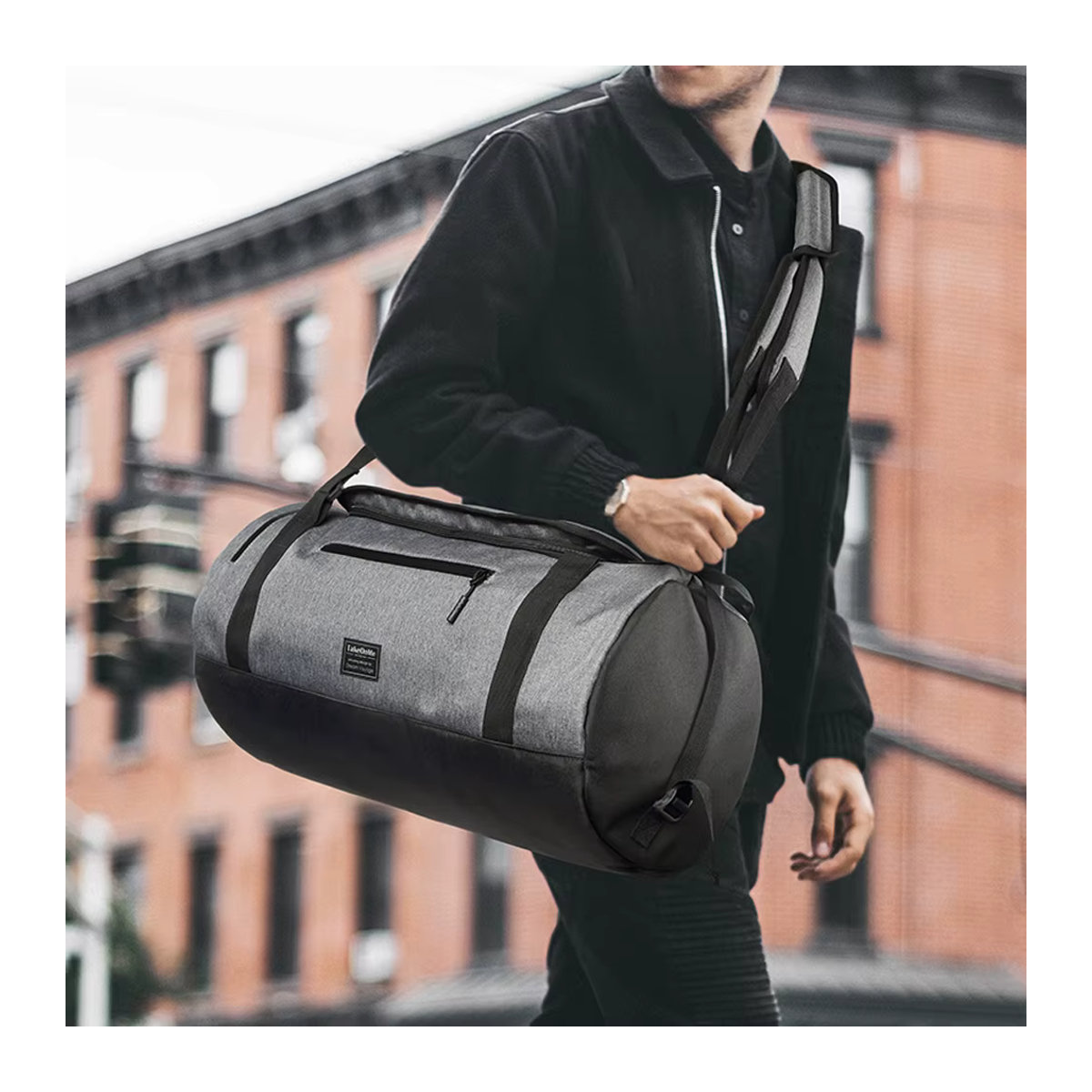 ZXOXZM Sporttasche als großer Rucksack mit Schuh- und Nassfach in Grau, Modernes Design für Workout und Reisen - Bild 5