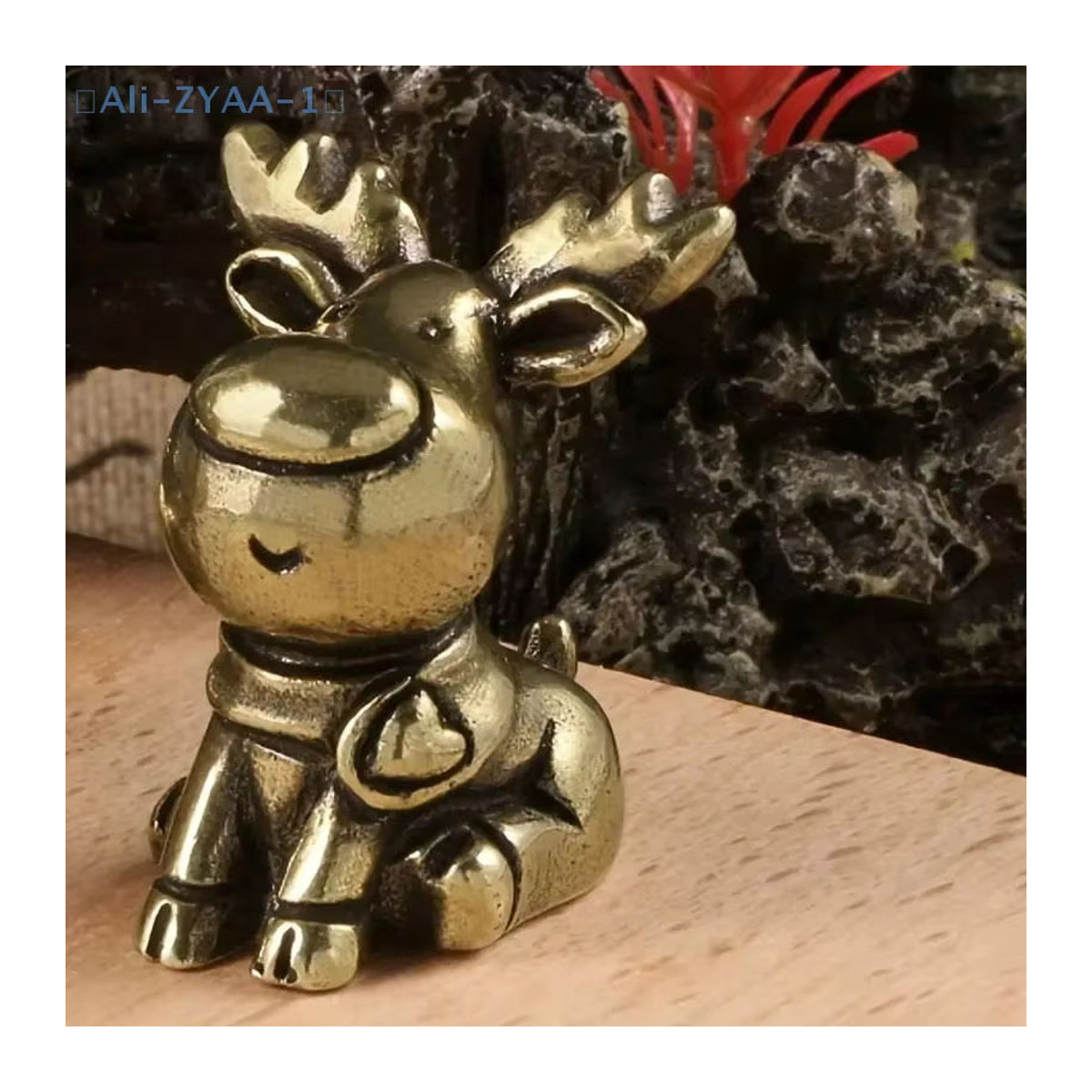 ZYAA-1 Handgefertigte Elchfigur aus Messing und Kupfer in Gold als dekoratives Metallornament für dein Zuhause - Bild 5
