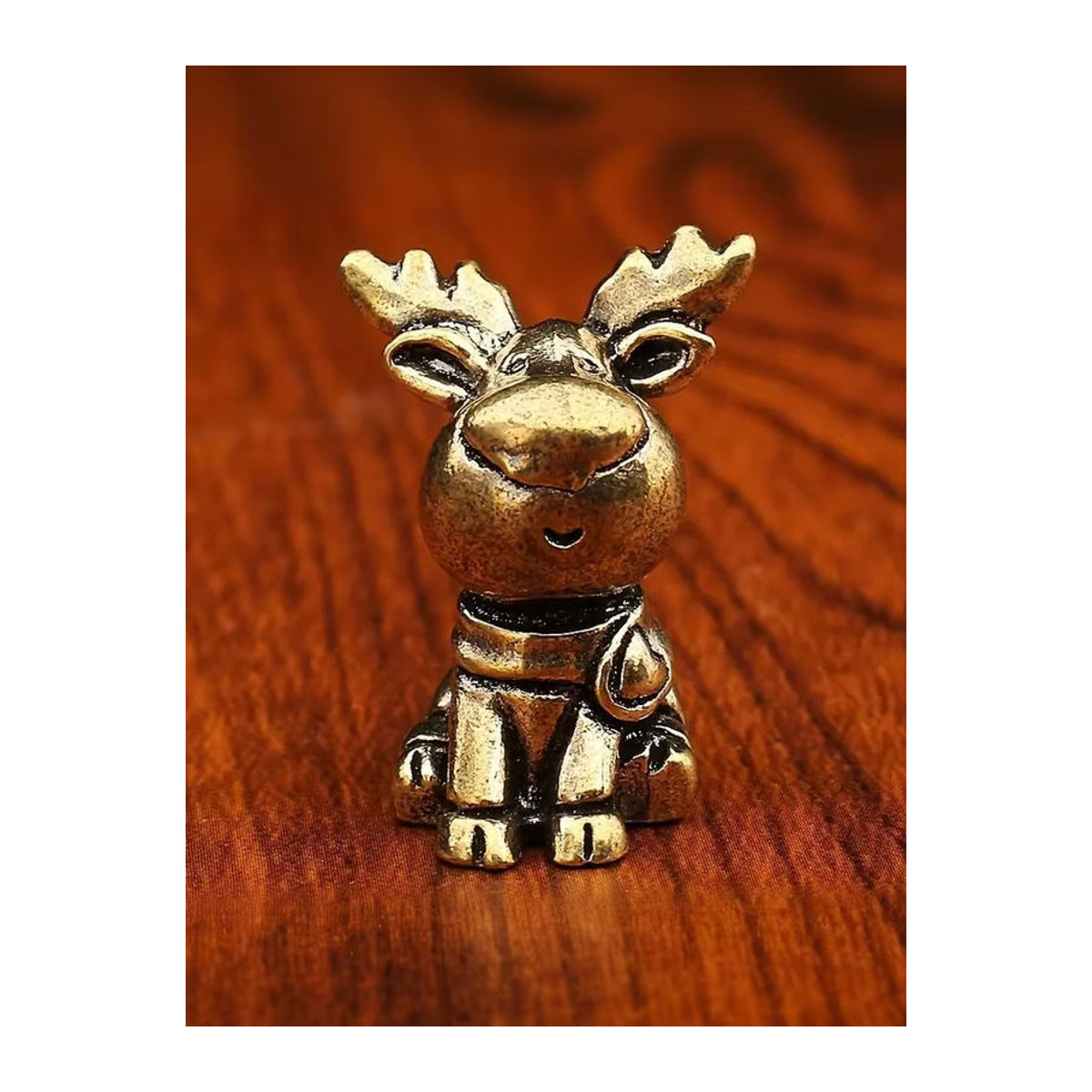ZYAA-1 Handgefertigte Elchfigur aus Messing und Kupfer in Gold als dekoratives Metallornament für dein Zuhause - Bild 6