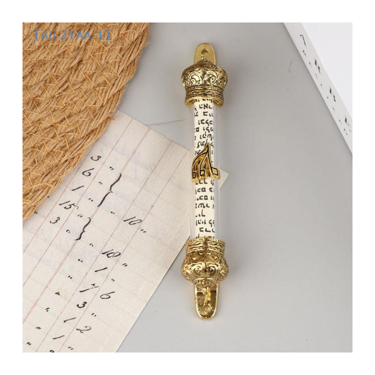 ZYAA-1 Mezuzah aus Metall in Gold mit Schrift als religiöse Wanddekoration im Vintage-Stil - Bild 1