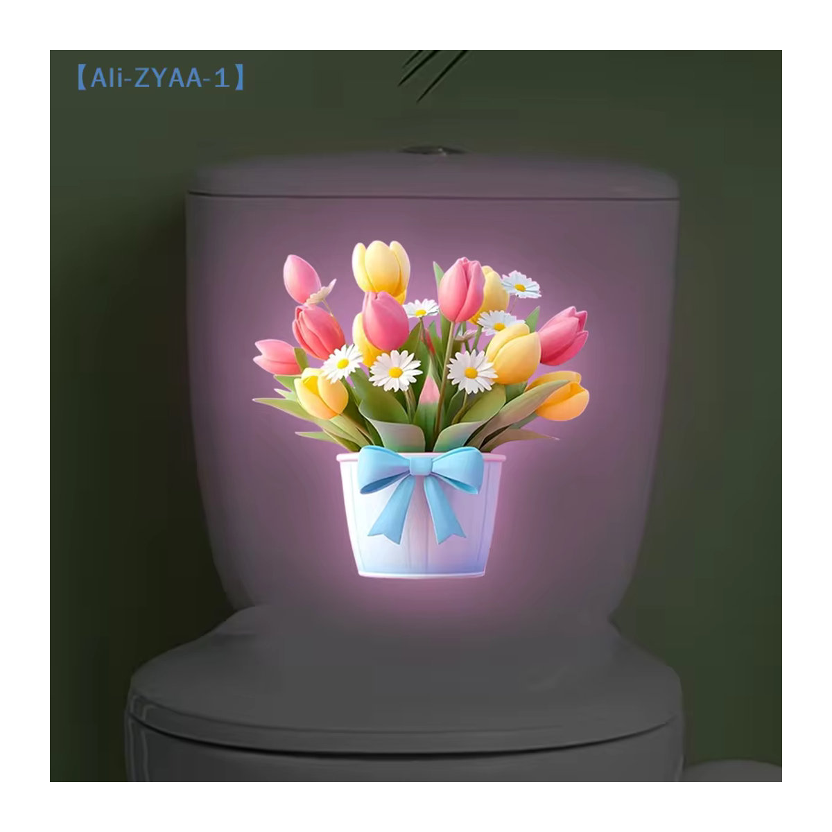 ZYAA-1 Selbstklebende Blumen-Toilettenaufkleber im Dunkeln leuchtend, Floral, Mehrfarbig, Unregelmäßige Form - Bild 2
