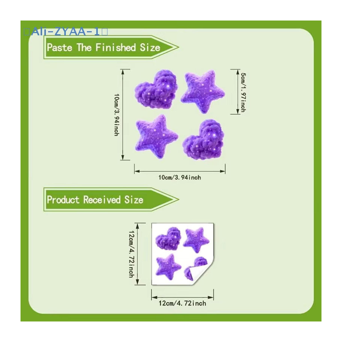 ZYAA-1 Selbstklebende Leuchtende Schalteraufkleber aus PVC mit Sternen und Feen-Design in Lila und Grün zur Wanddekoration für Kinder - Bild 3