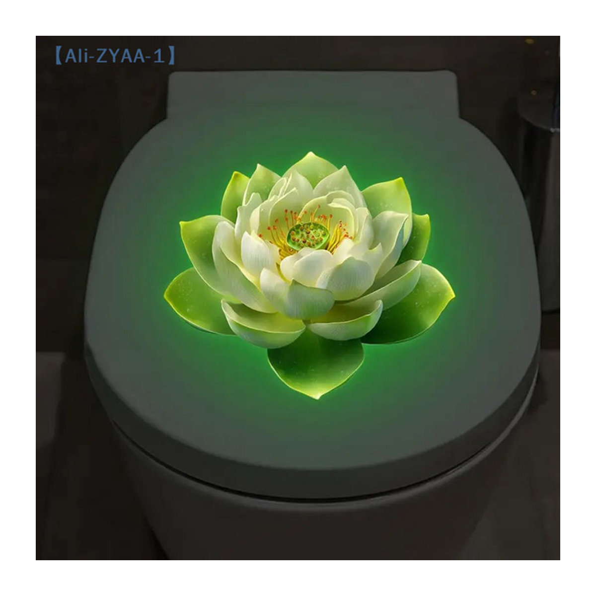 ZYAA-1 Selbstklebender Lotus Wandaufkleber in Weiß mit Glow-in-the-Dark Effekt für Badezimmer und Heimdekor - Bild 1