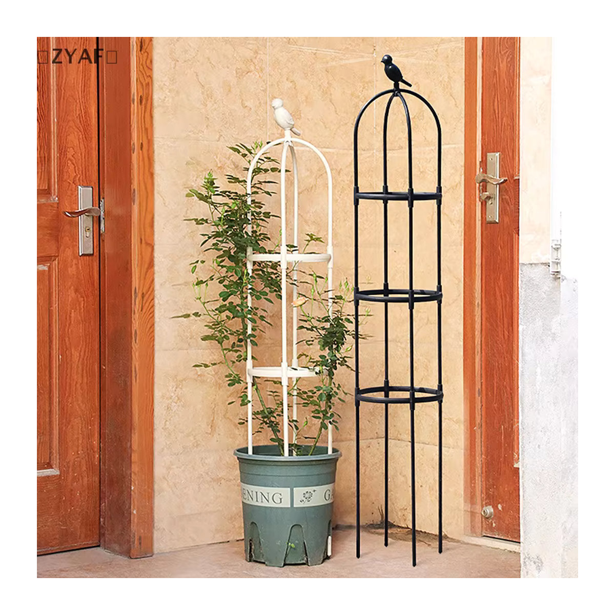 バZYAF Garten DIY Blumenranke Kletterpflanzenhalterung für Tomatenpflanzen und Pflanzgefäße - Bild 1