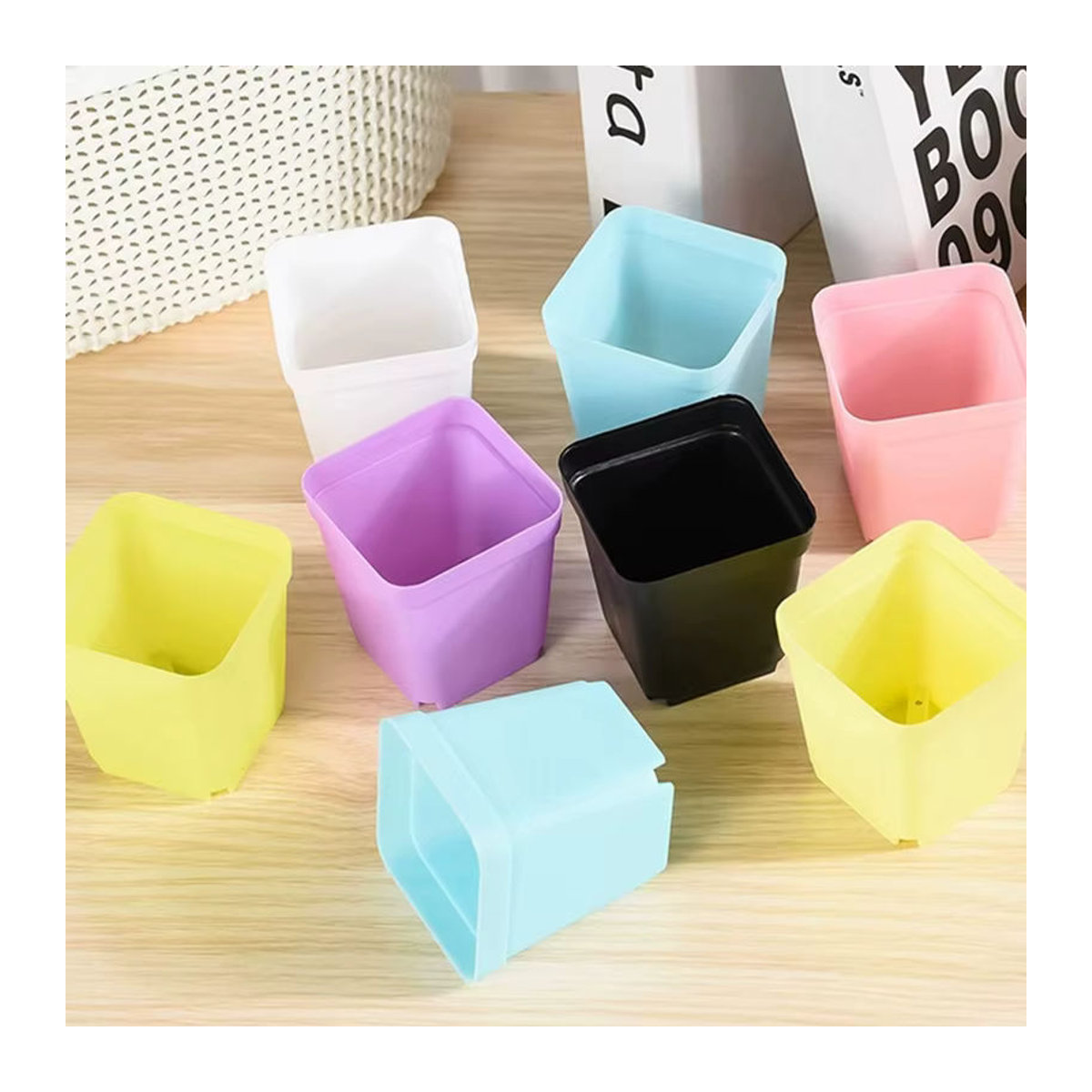 ZYF 10er Set Mini Kunststoff Blumentöpfe in bunten Farben mit Entwässerungslöchern für Sukkulenten und Garten - Bild 2