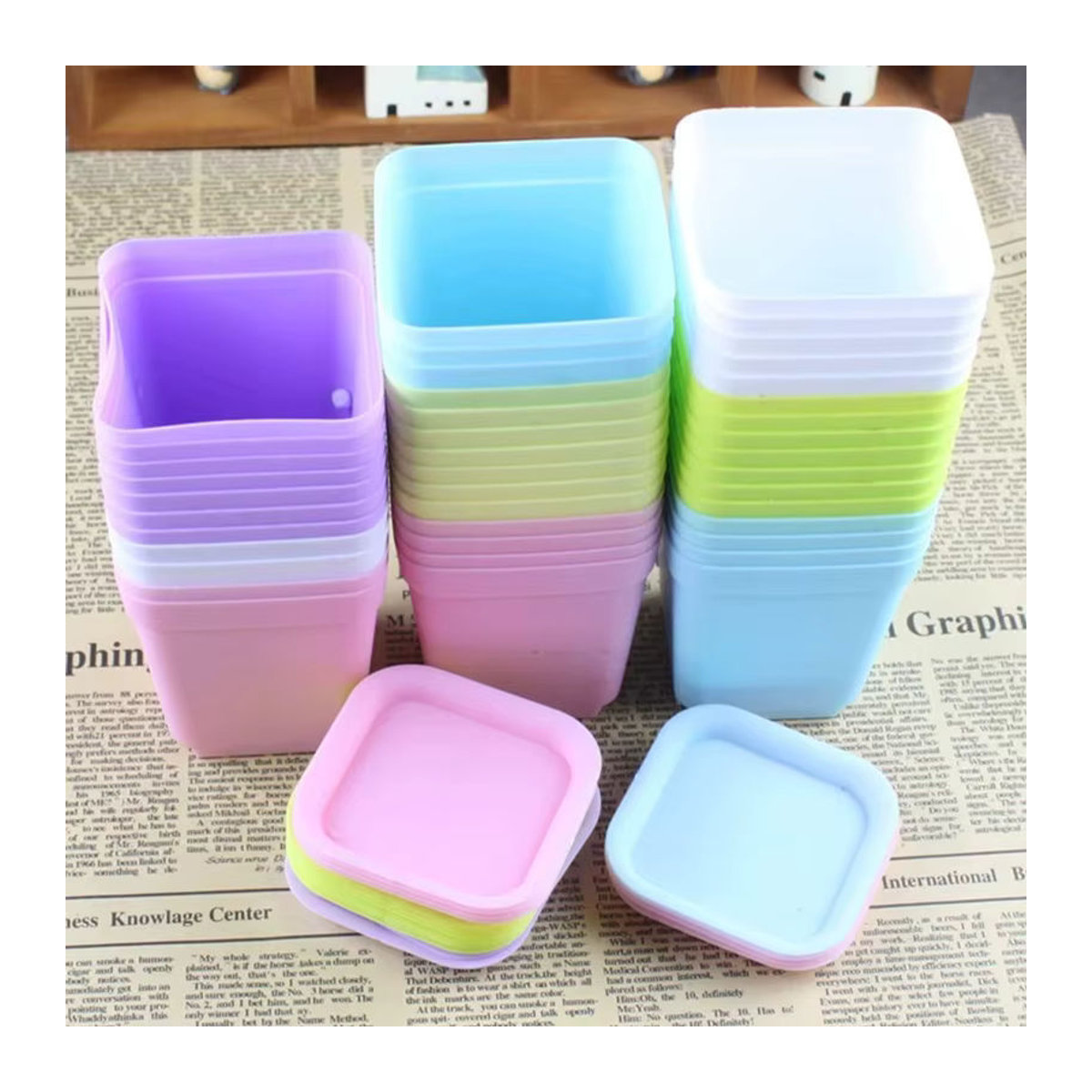 ZYF 10er Set Mini Kunststoff Blumentöpfe in bunten Farben mit Entwässerungslöchern für Sukkulenten und Garten - Bild 4