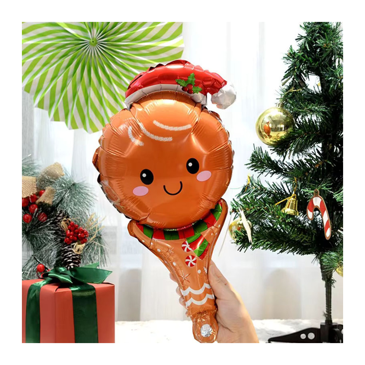 ZYF 10er Set Weihnachts Handheld Luftballons mit Motiven wie Santa, Schneemann, Elch und Lebkuchenmann in Mehrfarbig - Bild 3