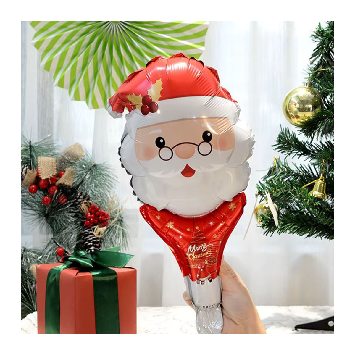 ZYF 10er Set Weihnachts Handheld Luftballons mit Motiven wie Santa, Schneemann, Elch und Lebkuchenmann in Mehrfarbig - Bild 4