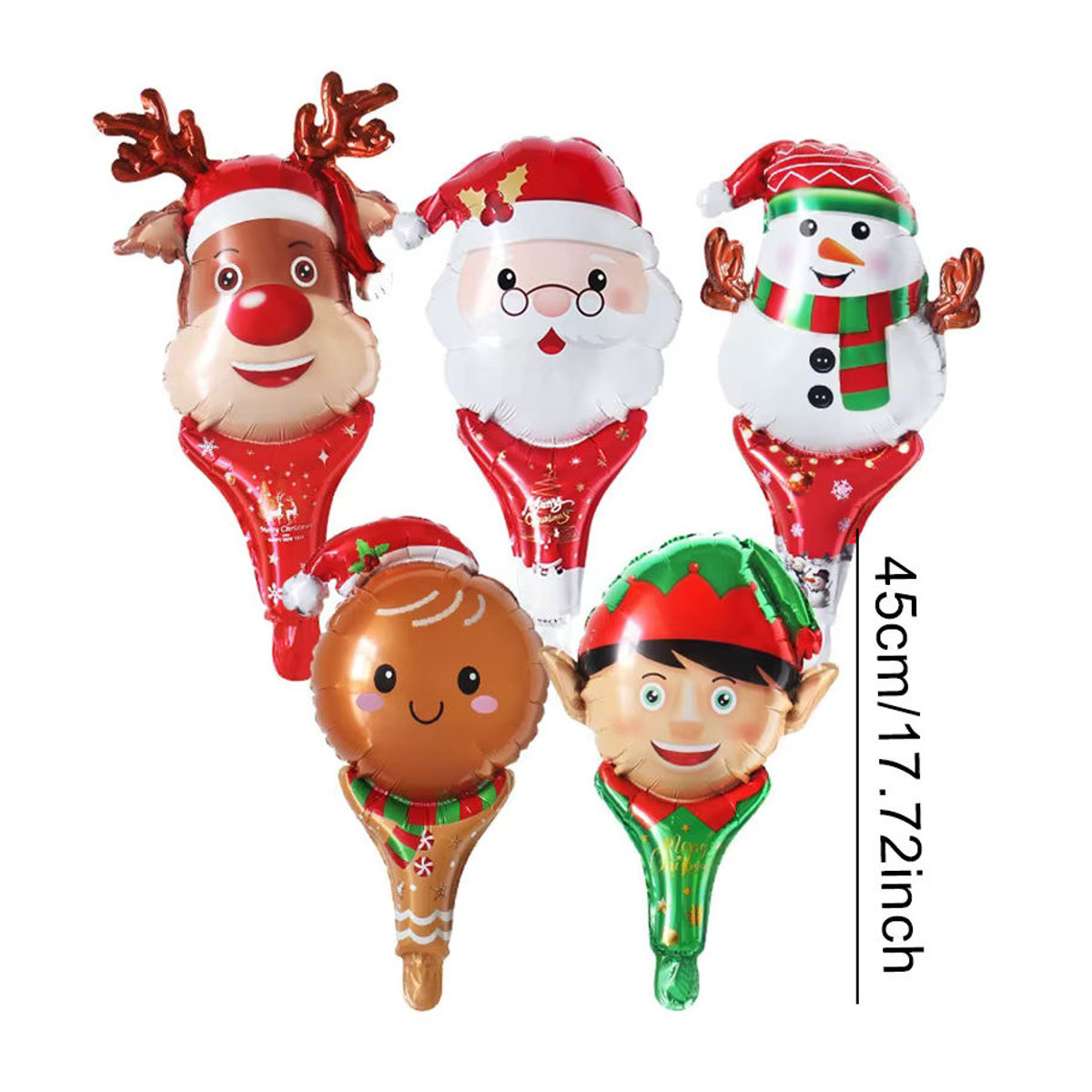 ZYF 10er Set Weihnachts Handheld Luftballons mit Motiven wie Santa, Schneemann, Elch und Lebkuchenmann in Mehrfarbig - Bild 5