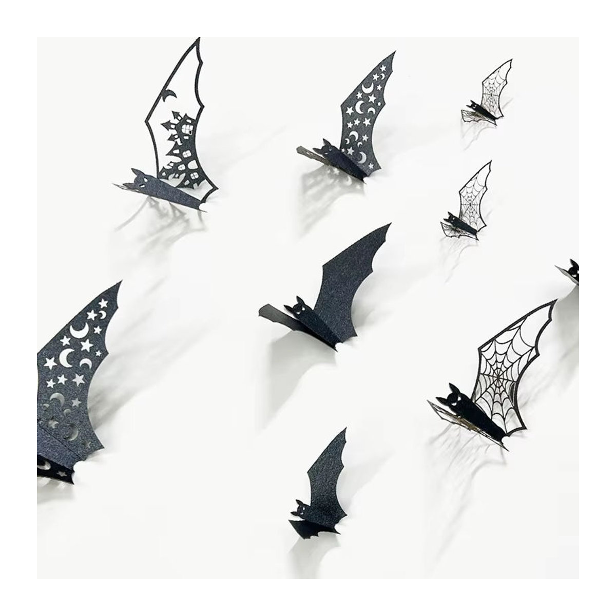 ZYF 12er Set 3D Fledermaus Wandaufkleber für Halloween Dekoration in Schwarz - Bild 2
