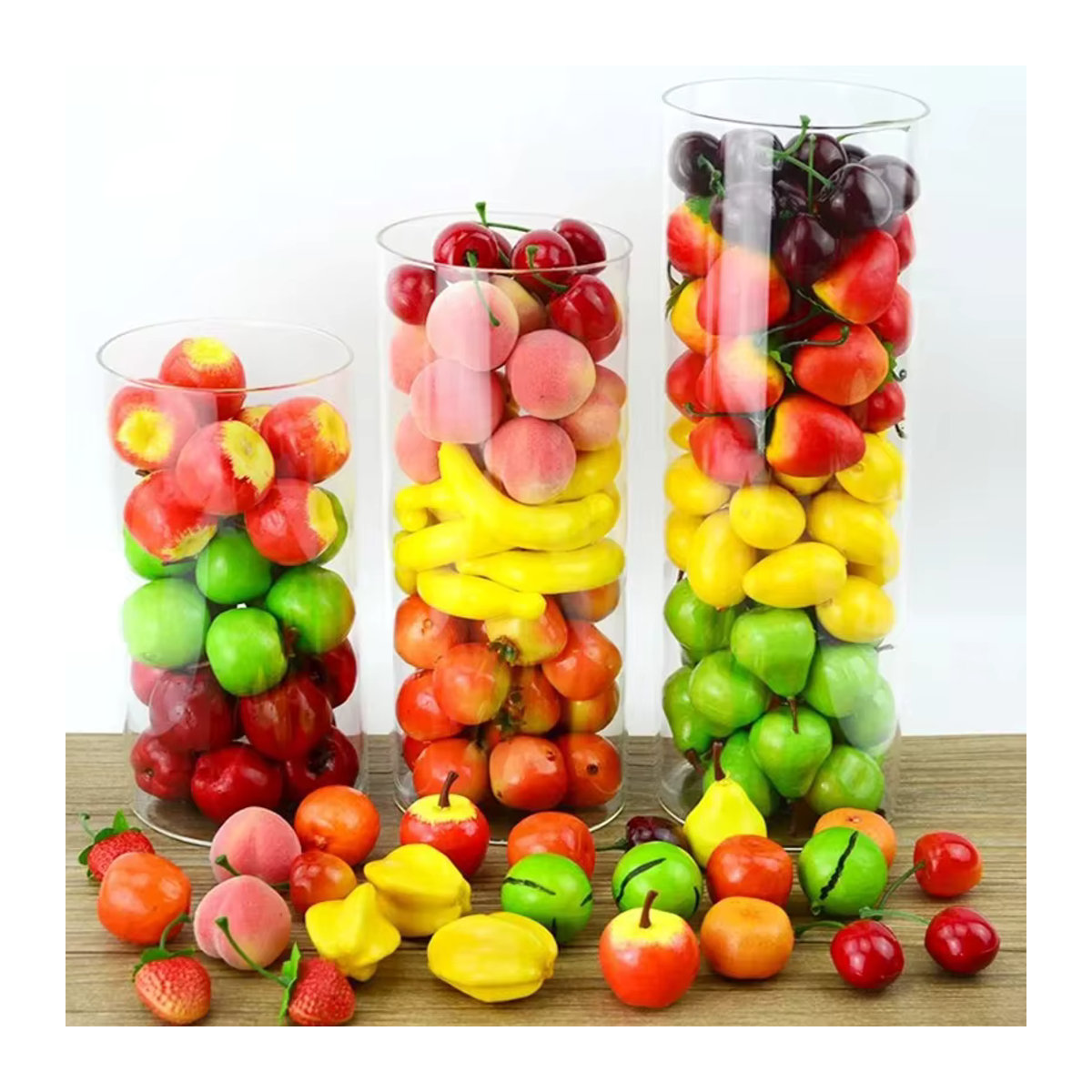 ZYF 20er Set Miniatur Obst und Gemüse aus Kunststoff, Pfirsich und Orange, Mehrfarbig, DIY Dekomaterial für Fotografie und Display - Bild 1
