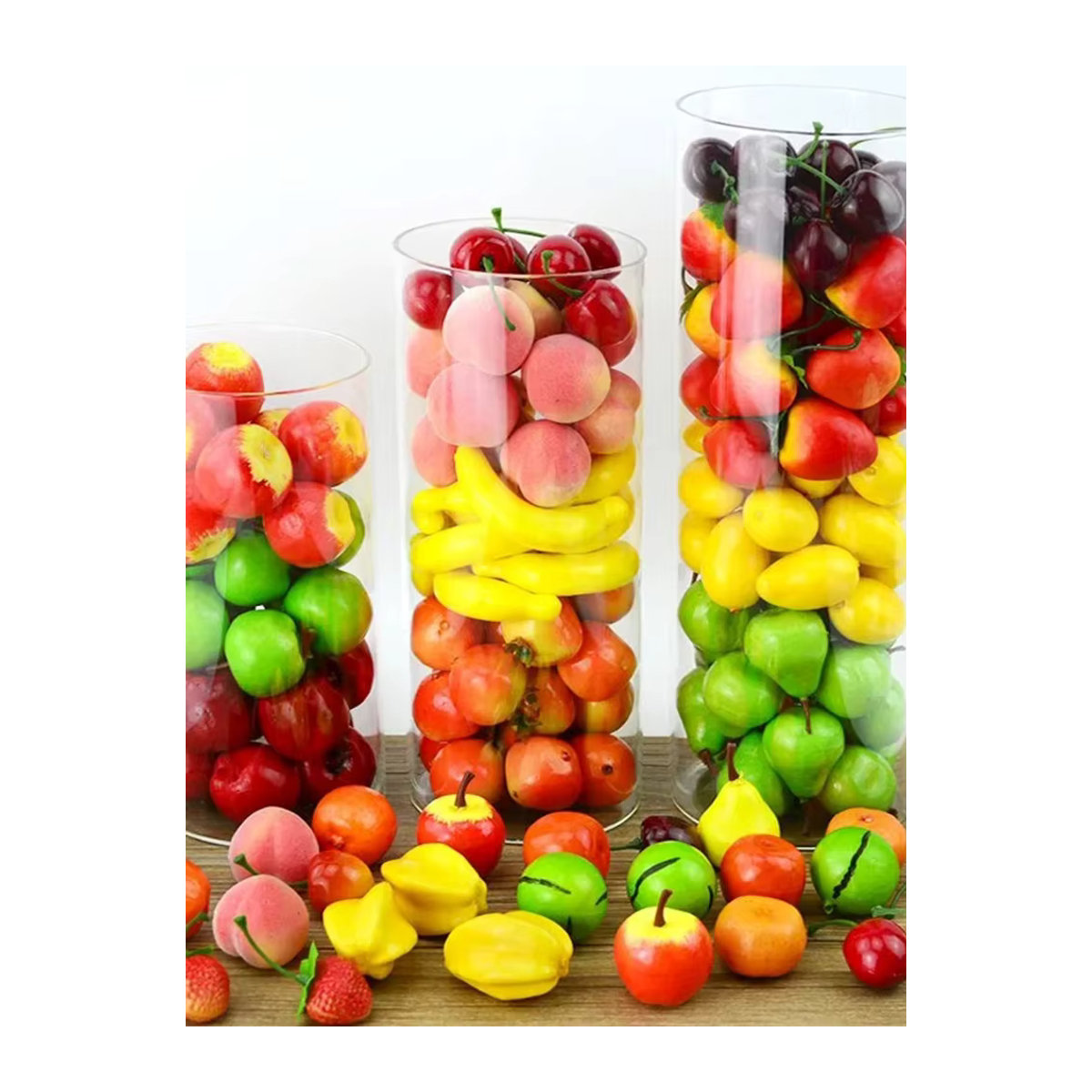 ZYF 20er Set Miniatur Obst und Gemüse aus Kunststoff, Pfirsich und Orange, Mehrfarbig, DIY Dekomaterial für Fotografie und Display - Bild 2