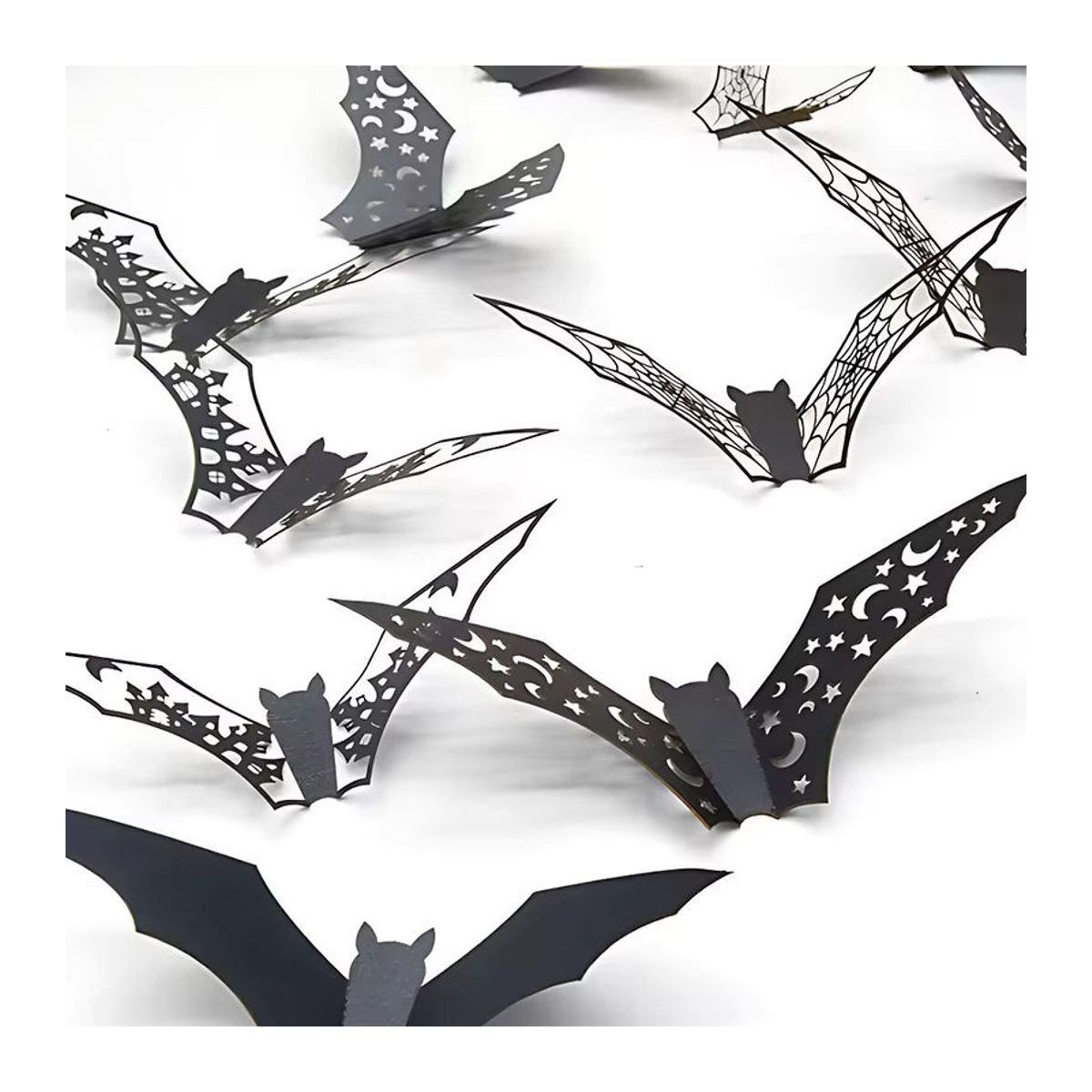 ZYF 3D Fledermaus Aufkleber Set in Schwarz für Halloween Wanddekoration, 12-48 Stück - Bild 3