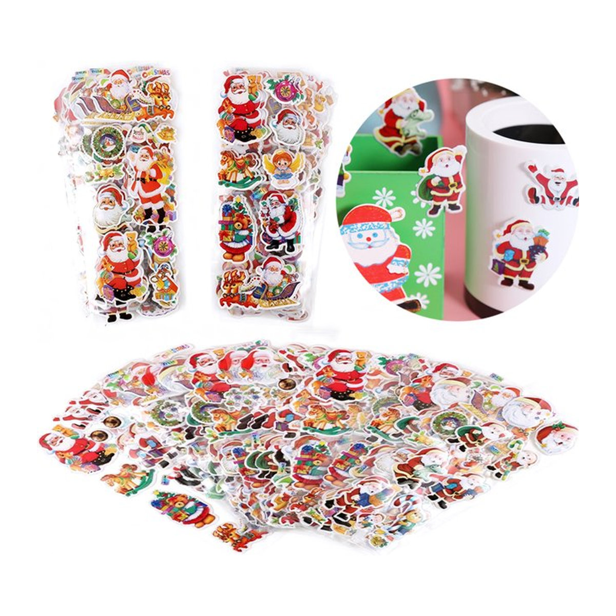 ZYF 3D Weihnacht Aufkleber Set mit Cartoon Santa Claus Motiven in Mehrfarbig für DIY Dekorationen und Schreibwaren - Bild 1