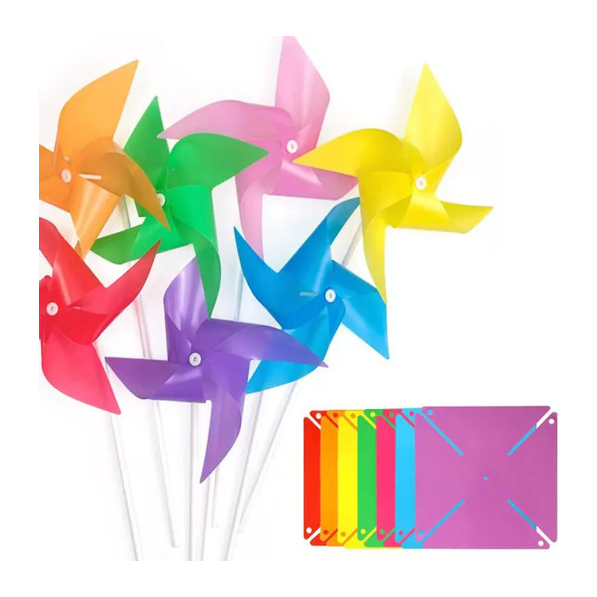 ZYF Bunte Windmühlen zum Selbermachen als Gartendekoration und Party-Ornament in Regenbogenfarben - Bild 1