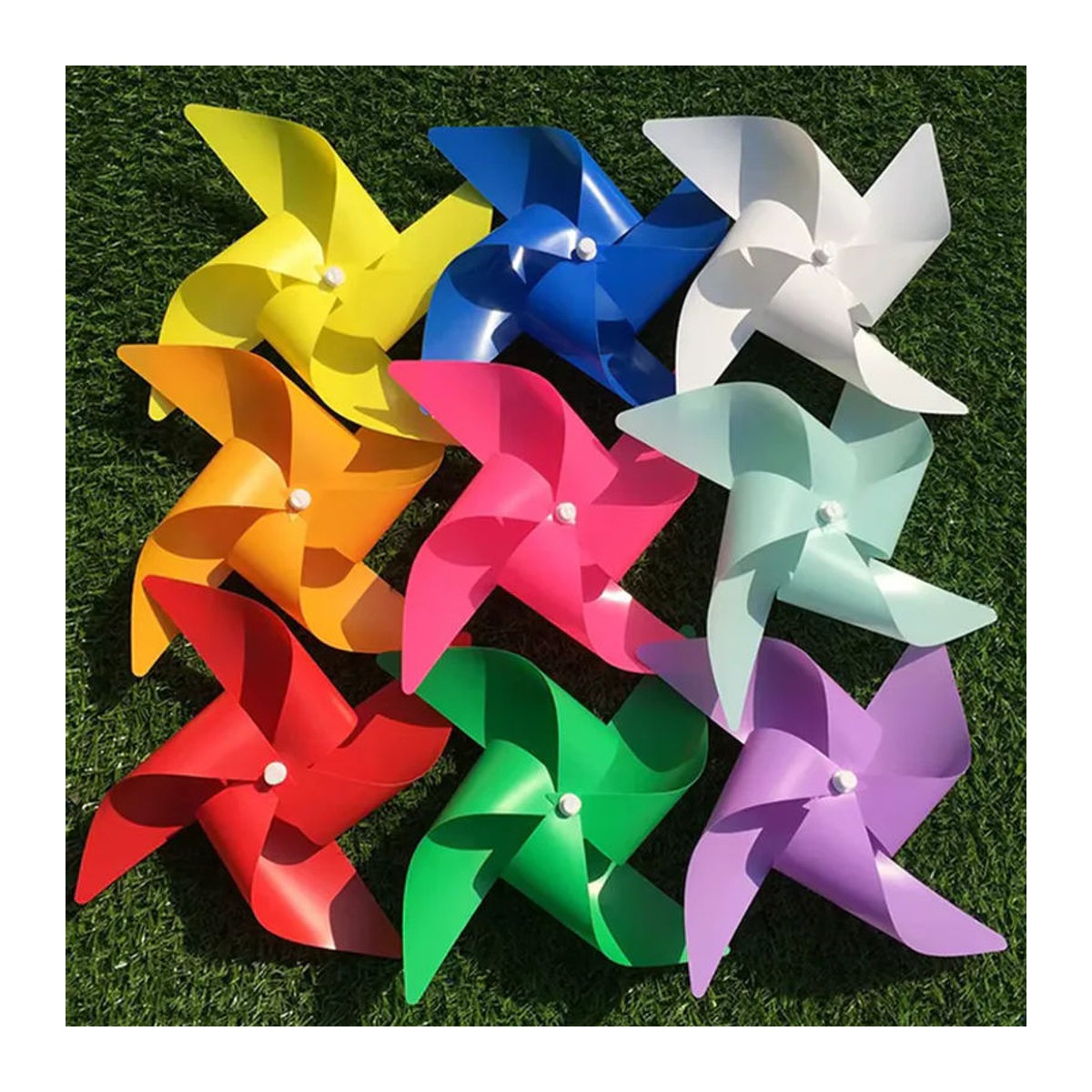 ZYF Bunte Windmühlen zum Selbermachen als Gartendekoration und Party-Ornament in Regenbogenfarben - Bild 2