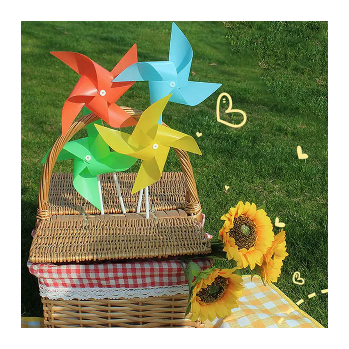 ZYF Bunte Windmühlen zum Selbermachen als Gartendekoration und Party-Ornament in Regenbogenfarben - Bild 4