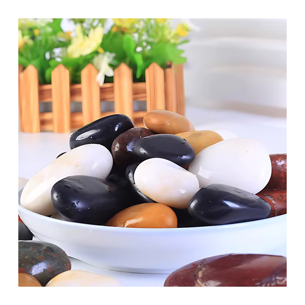 ZYF Dekorative Kieselsteine Weiß Hochglanzpoliert für Garten Bonsai und Aquarium 500 g - Bild 2