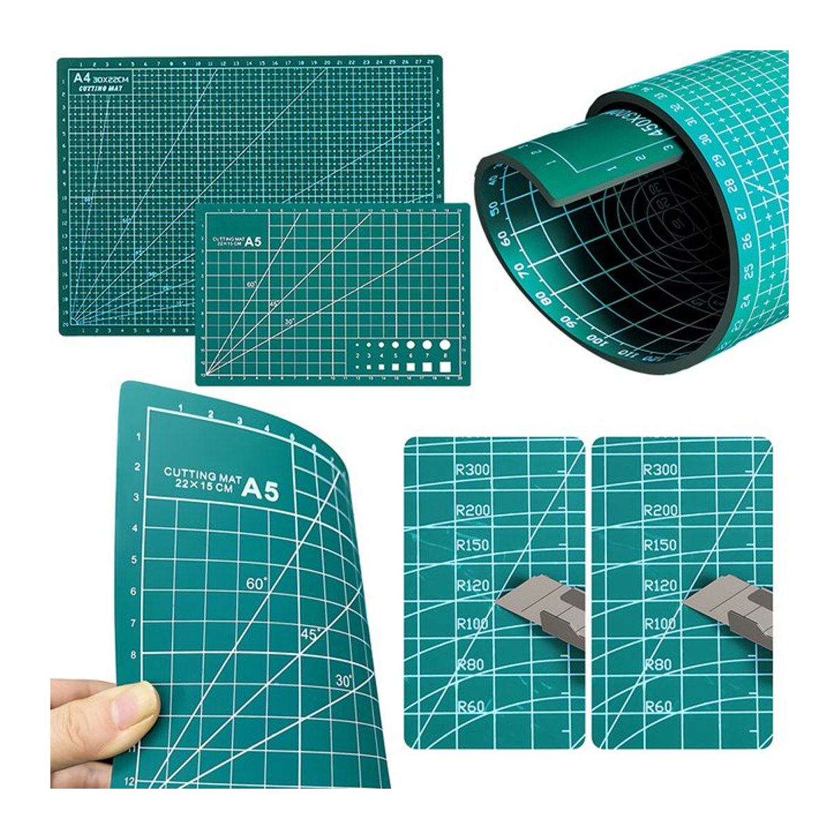 ZYF Schneidematte in Grün im A4-Format für Bastelarbeiten, Scrapbooking und DIY-Projekte, rutschfest und langlebig - Bild 1