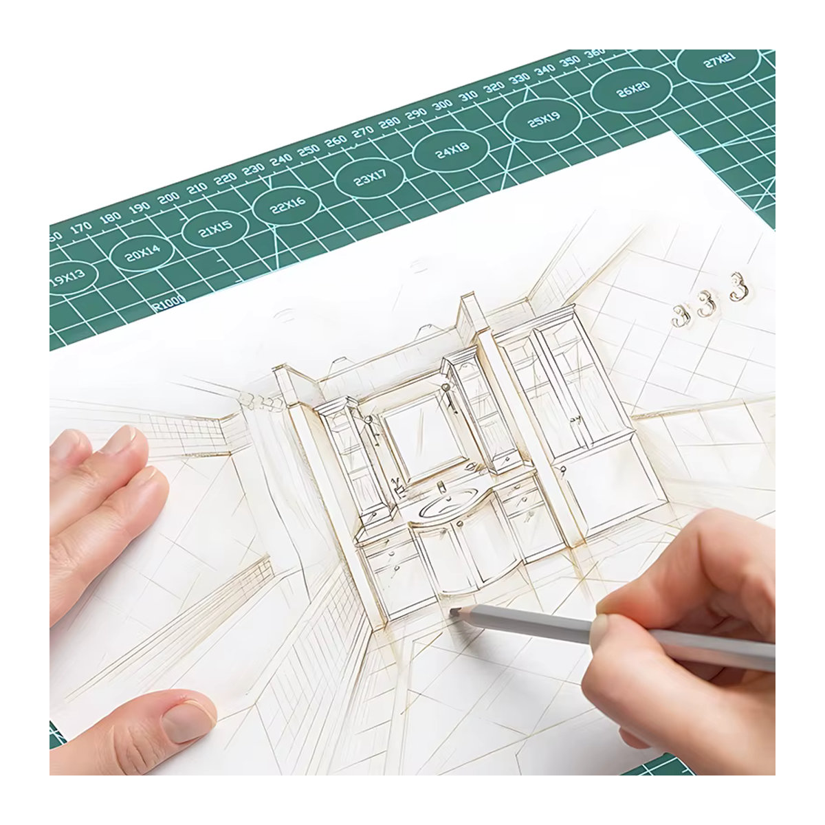 ZYF Schneidematte in Grün im A4-Format für Bastelarbeiten, Scrapbooking und DIY-Projekte, rutschfest und langlebig - Bild 3