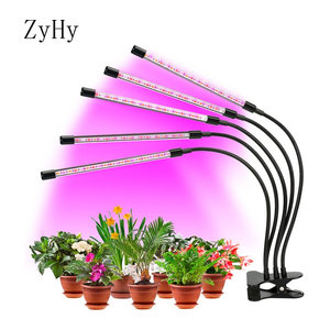 ZYHY 45 W LED Pflanzenlampe mit 5 Köpfen und Vollspektrum-Phyto-Licht, USB Clip-on Wachstumsleuchte für Zimmerpflanzen, Sämlinge und Zeltboxen