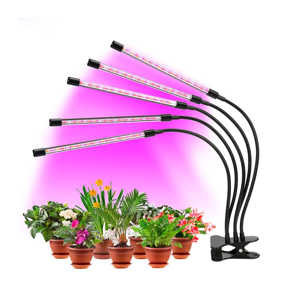 ZYHY 45 W LED Pflanzenlampe mit 5 Köpfen und Vollspektrum-Phyto-Licht, USB Clip-on Wachstumsleuchte für Zimmerpflanzen, Sämlinge und Zeltboxen - Bild 4