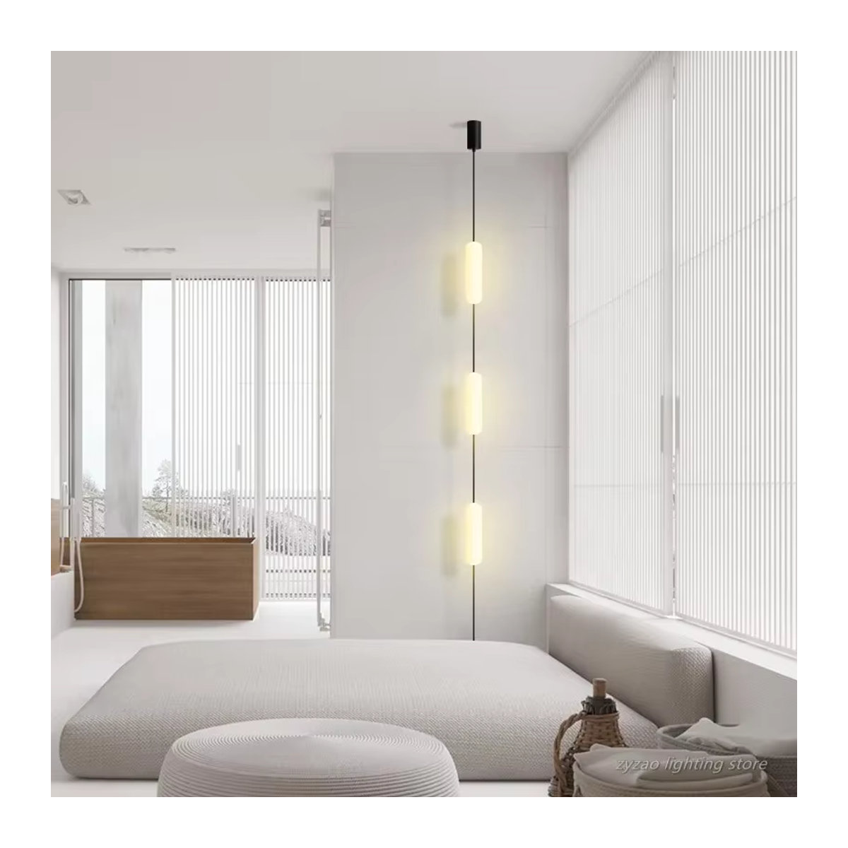 ZYZAO Moderne LED Stehleuchte im Italien Design aus Acryl, Long Line Licht, Schwarz - Bild 2