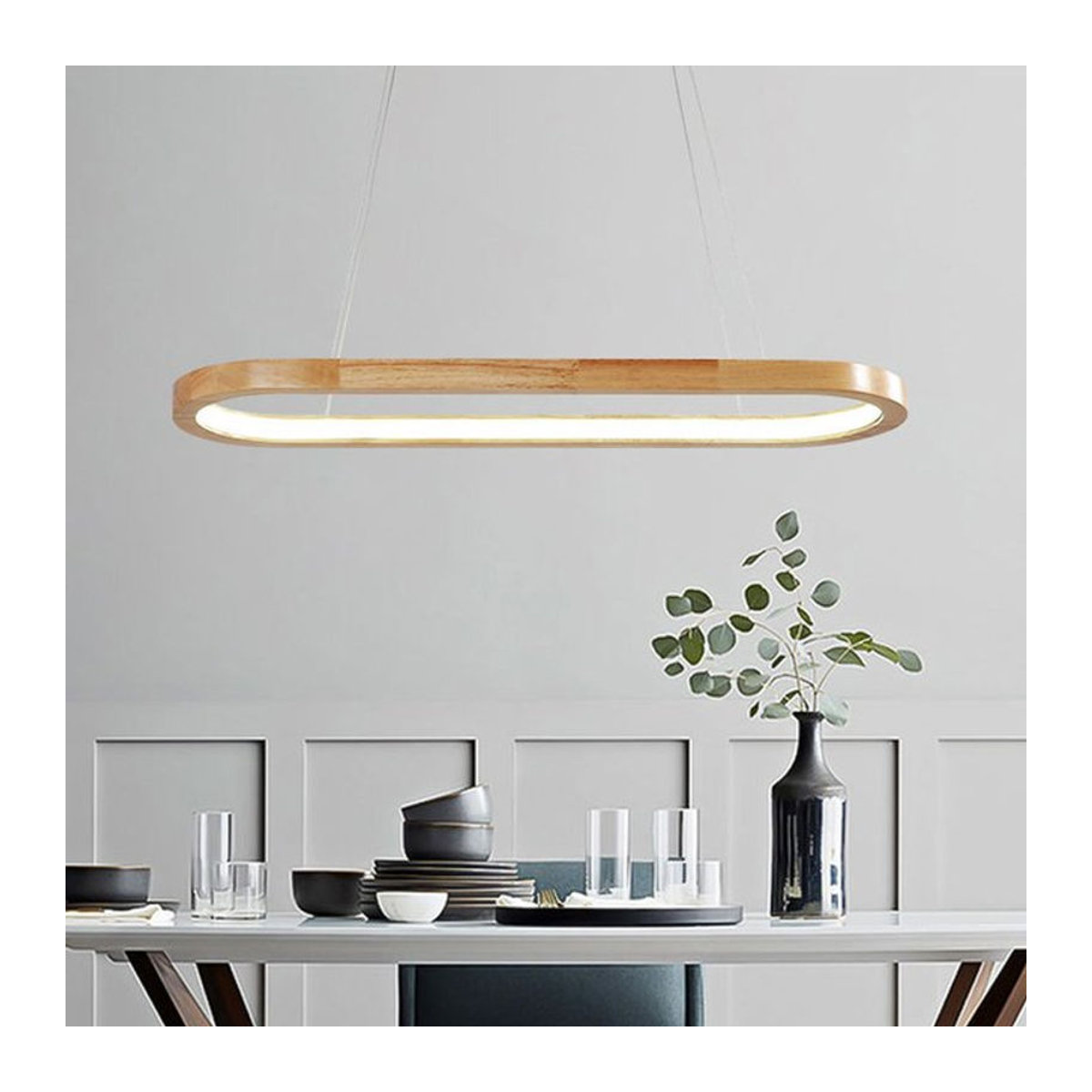 ZYZAO Pendelleuchte aus Massivholz in Natur im skandinavischen Design mit LED-Licht - Bild 1