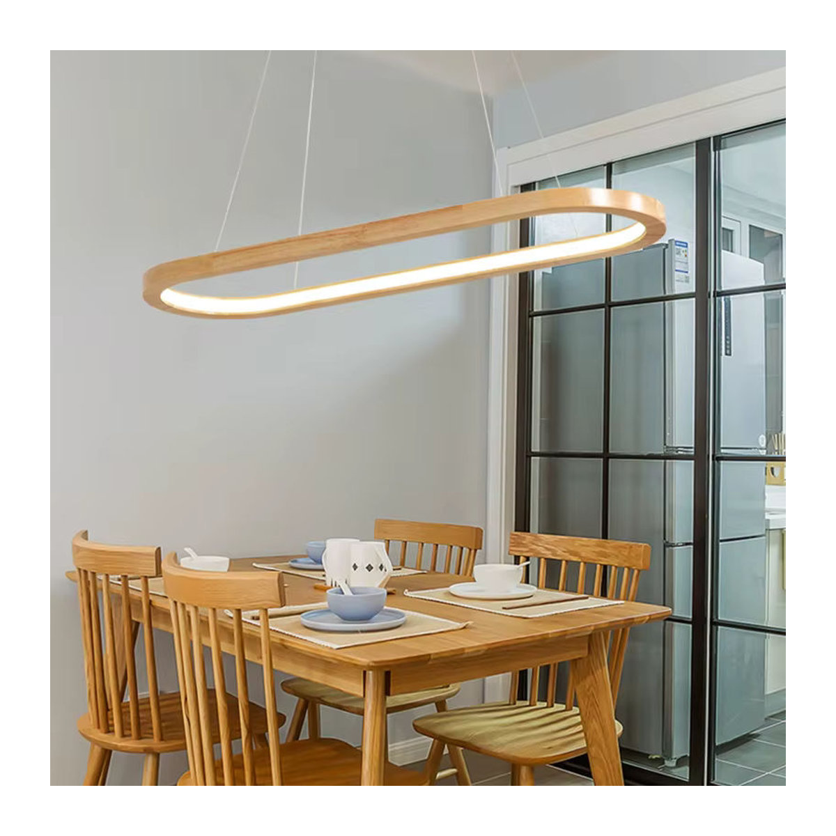 ZYZAO Pendelleuchte aus Massivholz in Natur im skandinavischen Design mit LED-Licht - Bild 3