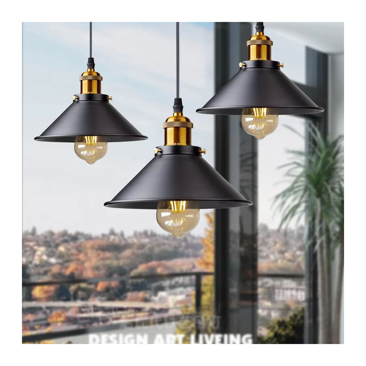 ZYZAO Retro Industrial Pendelleuchte aus Metall in Schwarz für Küche und Esszimmer mit E27 Fassung - Bild 2