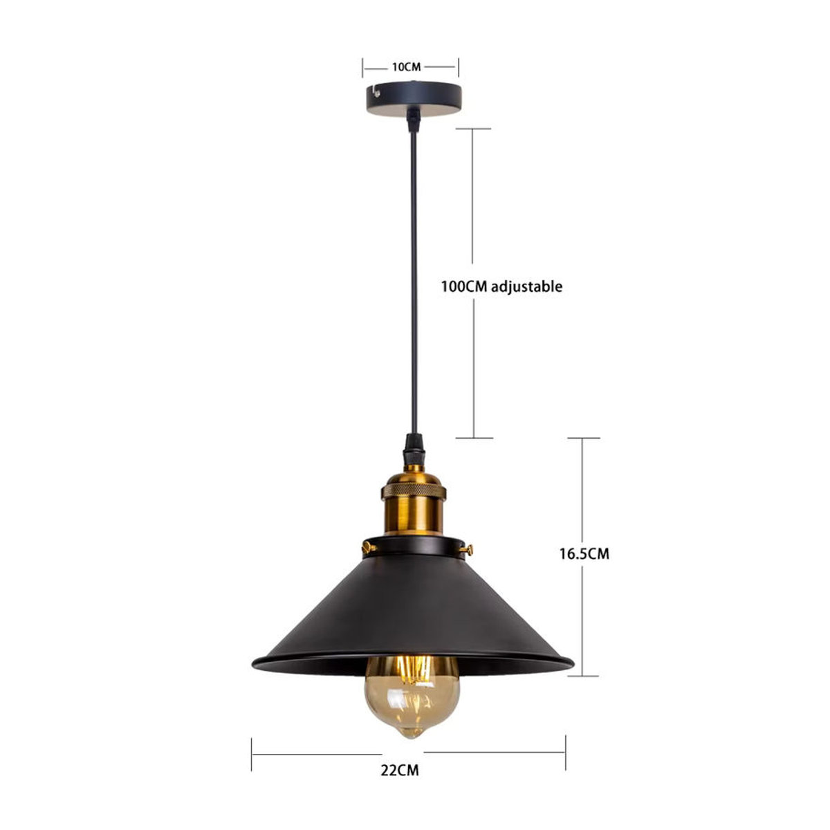 ZYZAO Retro Industrial Pendelleuchte aus Metall in Schwarz für Küche und Esszimmer mit E27 Fassung - Bild 4