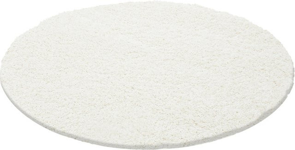 Kadima Design Hochflor Teppich RHEIN in Beige und Weiß, einfarbig, Durchmesser: 80 cm