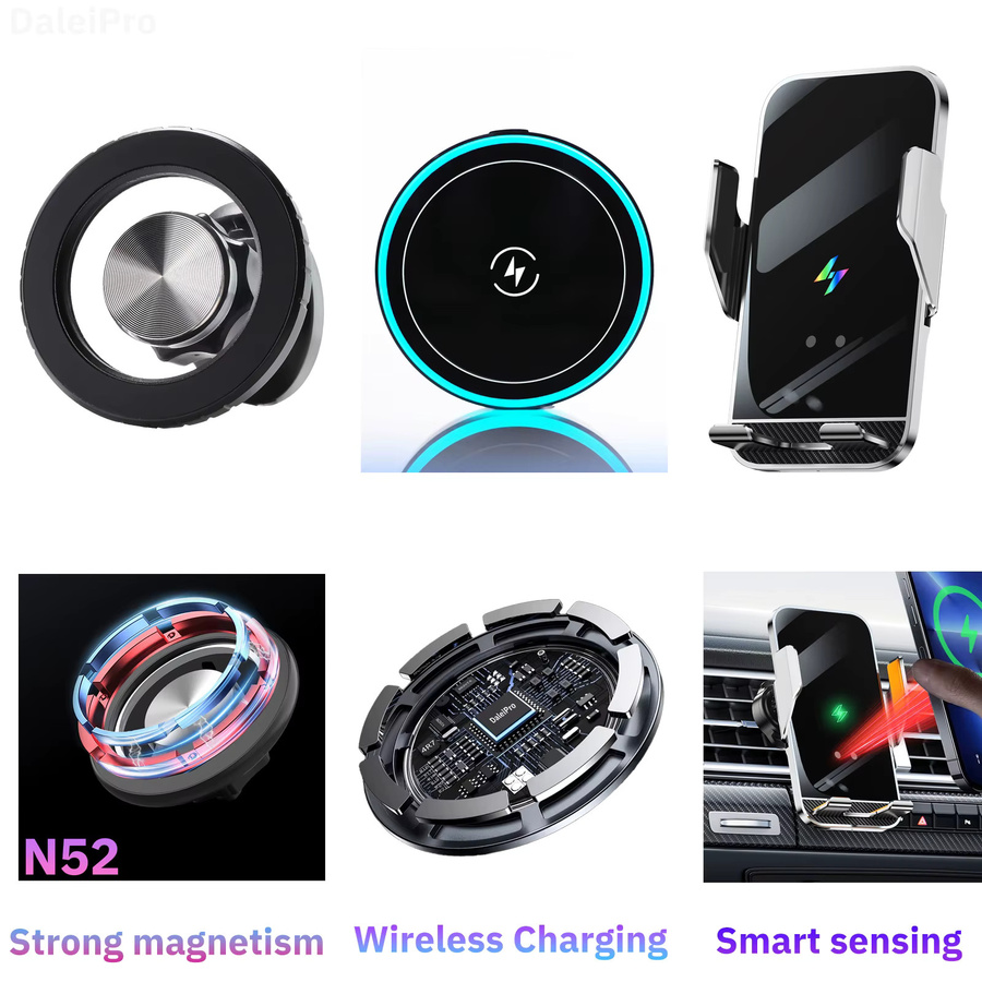 DaleiPro Magnetischer Autotelefonhalter mit MagSafe und kabellosem Laden für Mercedes Benz C-Klasse W206, Schwarz - Bild 5