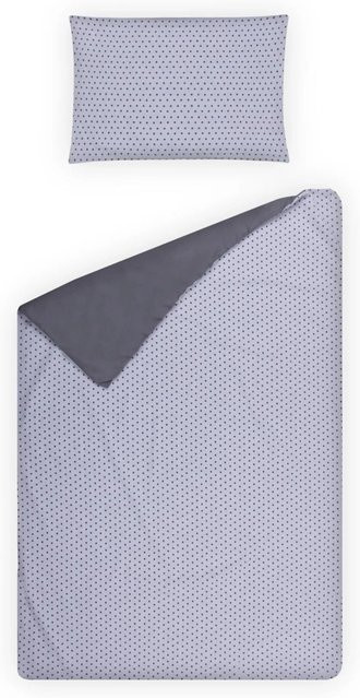 Bestlivings Kinder Bettwäsche Set mit Punkte-Design in Grau, Blau und Weiß, bestehend aus Bettbezug und Kissenbezug, B/H: 100 x 135 cm & 40 x 60 cm - Bild 1