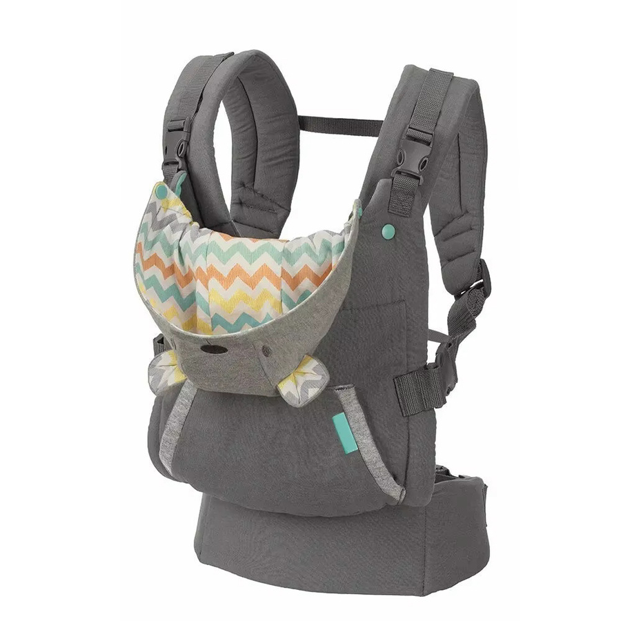 Ergonomische Motten Babytrage mit Kapuze und verdickten Schultergurten für Neugeborene bis 24 Monate in Grau - Bild 6
