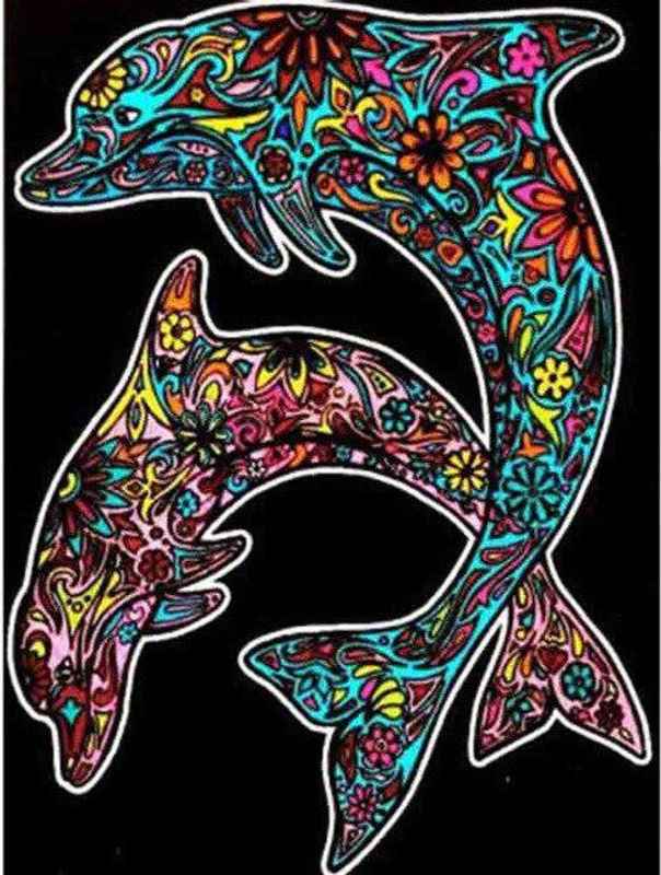 FIYO Diamond Painting Delfin Motiv als 5D Strass-Stickbild für die Hausdekoration, mehrfarbig, B/H: 30 x 20 cm - Bild 1