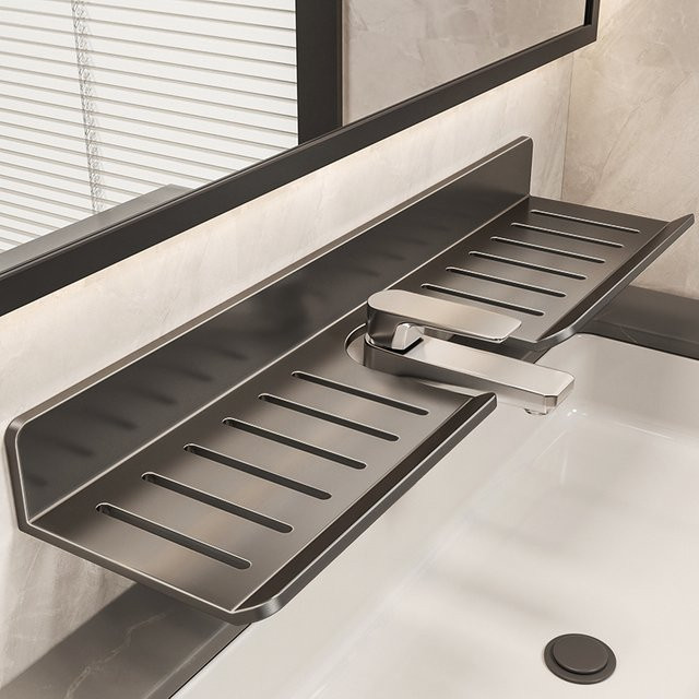 Wandmontiertes Badezimmerregal und Küchenregal aus Aluminium von YUNJIEYA in Weiß - Bild 1