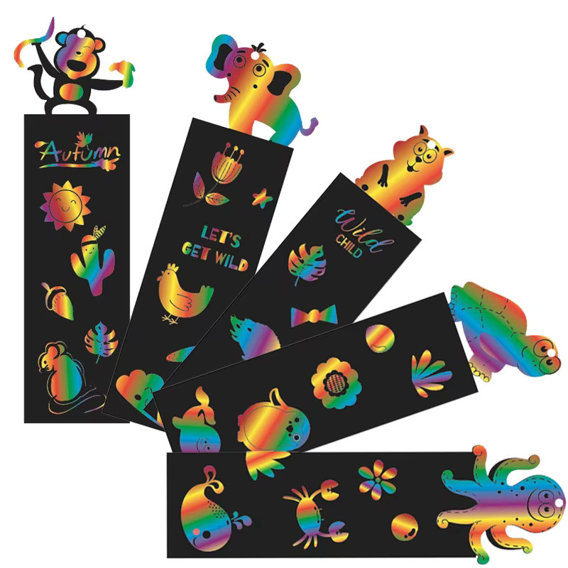 ZYF Regenbogen Kratz Lesezeichen, DIY Schreibwaren Set, 12-teiliges Set, Bunt / Mehrfarbig - Bild 3