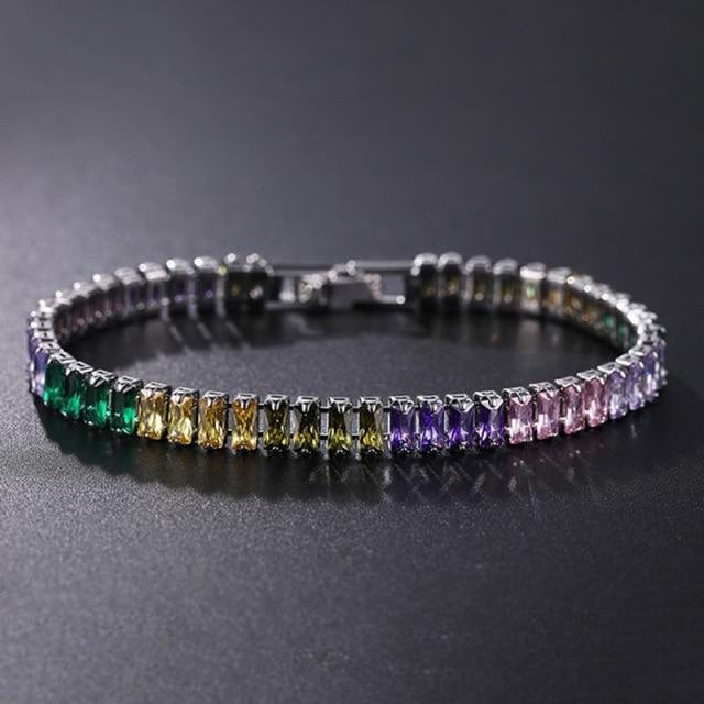 Armband, Zirkonia, Bunt, Silber Farbe, Unisex, 19cm - Bild 1