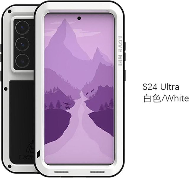 Stoßfeste 360 Grad Telefonhülle mit Kameraschutz und Metallpanzerung für Samsung Galaxy S24 Ultra 5G in Pink - Bild 1