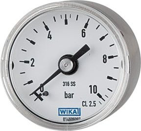 Riegler Manometer Durchmesser 40 mm, G 1/8 rückseitig, Messbereich 0 - 10 bar, Edelstahl Silber - Bild 1