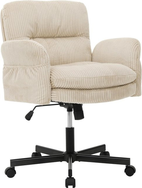 Mömax Drehstuhl Leni Task Chair aus Cord in Beige/Schwarz mit Rollen - Bild 1