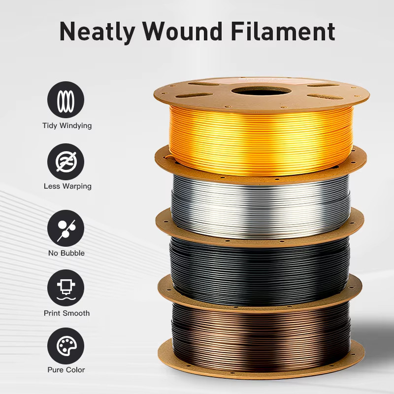 ERYONE Ultra-Seide PLA 3D-Drucker Filament 1,75mm Silber, 1kg Spule - Bild 4