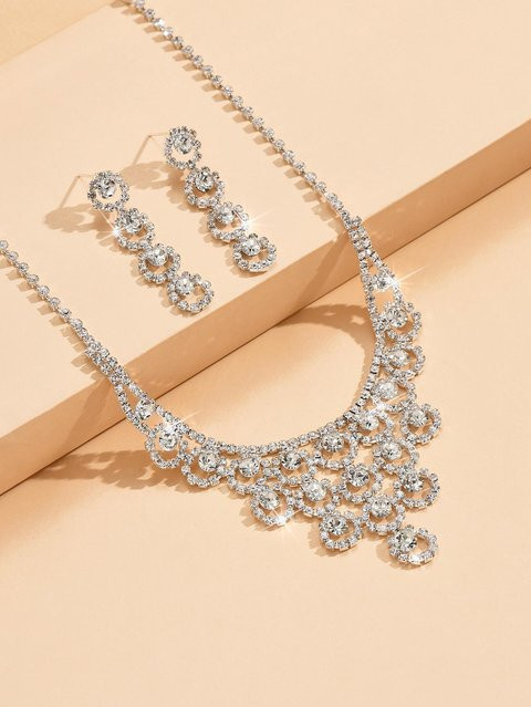 YIRAN Jewelry Schmuck-Set, Silber, Kristall, Damen, 45 cm - Bild 1